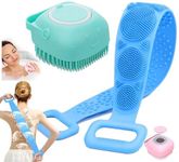 LIMTAS 2pcs Combo of 2-in-1 Silicone Body Massage Bath Brush with Soap Dispenser and Silicon Body Back Scrubber & Massager for Deep Cleaning, Exfoliating& Massaging Hair Scalp & Body(Multicolor)