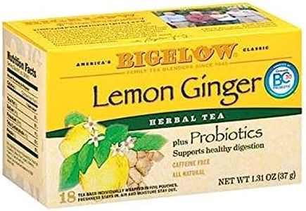 Bigelow Lemon Ginger Herb Plus Probiotics Tea - Caffeine Free - 18 Individually Wrapped Tea Bags