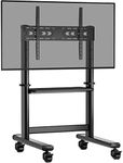 RFIVER Large TV Stand on Wheels for 50 55 60 65 70 75 80 83 86 Inch LCD LED OLED Flat Panel Plasma TV, Rolling TV Cart Trolly with Shelf, Wheels, Max VESA 800x600, up to 90KG.