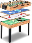 SereneLife Multi-speeltafel, 122 cm sport-arcadespellen met accessories, pingpong, hockey, poolbiljart, voetbaltafel alles in één, voor binnen en buiten, familie, kinderen en volwassenen