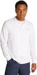 Tommy Jeans Men’s Long Sleeve Slim Fit Polo Shirt with Button Placket, White (White), L