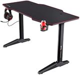 Trust Gaming Desk 140 x 66 cm GXT 1175 Imperius - XL Gaming Table with Desk-size Mouse Pad, Cable Management System, Headset & Cup Holder, Large Computer Desk, Office, PC - Black [Amazon Exclusive]