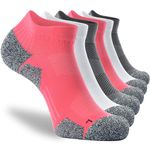 CWVLC Unisex Cushioned Compression Athletic Ankle Socks Multipack, 6-pairs Grey Red White, L (10.5-13 W US/ 9-11.5 M US)