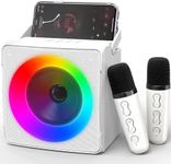 Ankuka Karaoke Machine with 2 Wireless Microphones, Portable Bluetooth Karaoke Speaker for Adults Kids,Singing Machine with Dynamic Lights, for Girls Boys Home Party (White)