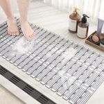 COLOR&GEOMETRY Shower Mat Non Slip Anti Mould 40x68Cm, Shower Mat Cut to Size, Machine Washable Bathroom Mat With Strong Suction Cups Non Slip Bath Mats for Inside Bath, Walk-In Bathroom - Grey White