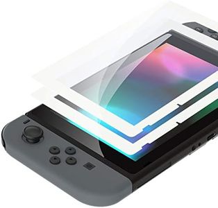 eXtremeRate 2 Pack White Border Transparent HD Clear Saver Protector Film, Tempered Glass Screen Protector for Nintendo Switch [Anti-Scratch, Anti-Fingerprint, Shatterproof, Bubble-Free]