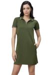 Wear Your Opinion Women's S to 5XL Plus Size PQ Polo Collar Neck Style Midi Tshirt Dress (Olive, Large)