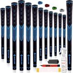 SAPLIZE Golf Grips Set of 13 with Complete Regripping Kit, Standard Size, Rubber Golf Club Grips, Blue