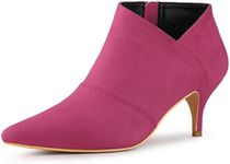 Allegra K Women's Pointed Toe Kitten Heel Cutout Hot Pink Ankle Boots 6.5 M US