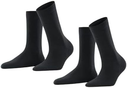 FALKE Women's Softmerino 2-Pack Socks, Light, Merino Wool Cotton, Crew Length, Trouser Socks, Trendy Work Clothing, Grey (Anthracite Melange 3089), 5-6, 2 Pairs