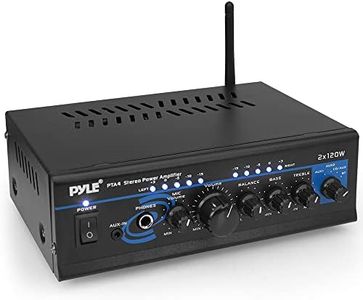 Pyle Home Home Audio Power Amplifier System with Bluetooth - 2X120W Mini Dual Channel Mixer Sound Stereo Receiver Box w/ RCA, AUX, Mic Input - For Amplified Speakers, PA, Theater, Studio Use -PTA4