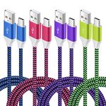 USB C Cable 6ft, Pofesun USB C Cable 4-Pack USB Type C Fast Charging Nylon Braided Charger Cable Compatible with Galaxy S10 S8 S9 Plus/Note 8 9 10/A40 A50 A70,LG V20 V30 G5 G6-Purple,Green,Blue,Rose