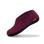 GLERUPS Indoor Outdoor Slippers Men & Women with Rubber Sole (Cranberry) | Unisex Wool Slipper Shoes | Comfy Slippers Women Men | Cosy Gents and Ladies Slippers