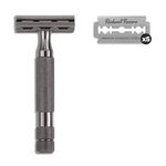 ROCKWELL RAZORS 2C Adjustable Safety Razor for Men & Women | Eco-Friendly & Reusable Shaving Razor | 5 Double Edge Razor Blades made of Pure Swedish Stainless Steel | Gunmetal Chrome Finish