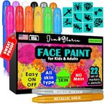 Jim&Gloria Face Paint with Stencils - 12 Large Washable Face & Body Painting Crayons for Kids Toddlers and Adults. Great For Crafts, Toys, Easter Gifts and Christmas Stocking Stuffers for Girls & Boys
