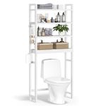 SONGMICS Over-The-Toilet Storage Bathroom Organizer Toilet Rack with Adjustable Shelf, Cloud White UBTS041W01