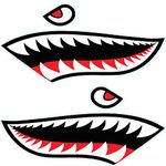 MOOCY 2Pcs Wall Art Warhawk Shark Tiger Vinyl Sticker Waterproof DIY Funny Graphics Accessories for Car Kayak Canoe Fishing Boat Truck Jet Ski Hobie Dagger Ocean Boat Decoration (SHARK-E)