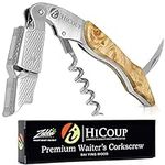 HiCoup Kitchenware Corkscrew Wine Opener - Bottle Openers w/Foil Cutter for Waiters & Bartenders - Bai Ying Wood