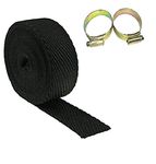 Supremechoice Bike Bullet Slinecer Wrap With Clamp Heat Shield Bike Exhaust Silencer Wrap 3 Meter Black for Royal Enfield Thunderbird 500 T-2