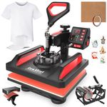 Lya Vinyl Heat Press, 12x15in Heat Press Machine, 5 in 1 Combo Swing Away T-Shirt Sublimation Transfer Printer, Including Mug and Hat Accessories
