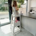 The Learning Tower Company, Original Tower (1-6 Years), 3 Adjustable Heights, Step Stool for Kitchen with Safety Feet, Mothers' Helper, Montessori Standing Tower, Space-Saving (White)