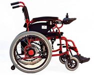 KANISHKA WHEELCHAIR WALA Power Wheelchair/ LITHIUM BATTERY/Regular Foldable Wheelchair with Safety Belt/ Wheel chairs for old people/ Manual Mobility with Wheels/ Remote Operator/ Cushion Seat for Extra Comfort/ Steel Material