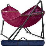 Tranquillo Hammock 600 lbs Capacity, Instant 20s Foldable Hammock Stand, 3-Year Warranty Hammock with Stand, Double Camping Hammock, Portable Hammock No Screws, Premium Spreader Bar Hammocks, Red