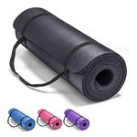 Lions Yoga Mat Thick 10MM - 183cm x 60cm Multi Purpose Yoga Matt for Men Women, Non Slip NBR Foam Exercise Mat with Carry Strap, Perfect for Pilates, Stretching, Home Gym Exercise (Black)