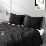 2 Pack Microfiber Zipper Pillowcases, Soft Comfortable Not Shrink Black Pillow Case, Standard Pillow Cases Set of 2 (20x26 Inches)