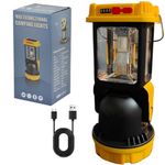 Wonderrmall™ Solar Powered Rechargeable Emergency Light|Type-C Charging| Lantern Torch with 180 Degree Adjustable Head |Flashlight Indoor Camping Study Outdoor Adventure Hiking Light- Yellow