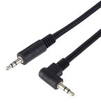 PremiumCord jack cable 0.5m, jack plug 3.5mm, StereoJack plug to plug 90 °, Aux headset audio connection cable, for TV mobile phones MP3 HiFi, shielded, color black 0.5 m