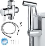 Decaura Polished Chrome Handheld Bidet Sprayer for Toilet Adjustable Jet Spray Stainless Steel Shower Spray Attachment with Hose and T-Valve Eco-Friendly Shattaf (Chrome)