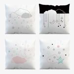 MEHOFOND Astral Throw Pillow Covers 18x18 Set of 4 Star Moon Cloud Throw Pillow Covers Home Decor Colorful Cushion Pillowcases for Home Couch