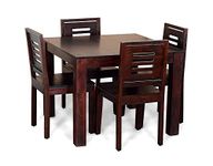 UNITEK FURNITURE Sheesham Wood Square 4 Chairs Dining Table Set for Home Living Room Dining Table Set 4 Seater Wooden Furniture (Mahogany Finish)