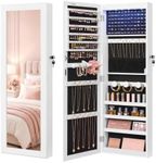 SONGMICS Jewelry Cabinet, Wall or Door Mounted Armoire, 6 LED Lights
