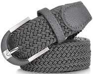 Marino Woven Stretch Belt for Men and Women - Webbed Fabric Belt - Braided Elastic Belt - Grey - Small