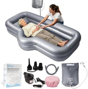 LOKFEHRE Medical Inflatable Bathtub for Bedridden - One Person Drainage, Curved Side, Built-in Air Cushion, Electric Pump - Portable Bed Bath Tub for Elderly, Disabled & Seniors