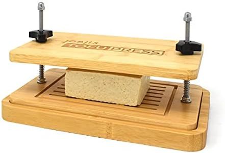Joeji's Kitchen Bamboo Tofu Press Set with Strainer & Drainer Drip Tray - Wood Tofu Kit - Improve Texture and Flavour - Eco Friendly