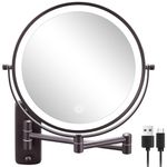 DECLUTTR Rechargeable Lighted Makeup Mirror, Vanity Mirror with 3 Color Lights, 9 Inch LED 1X/10X Magnifying Wall Mounted Makeup Mirror