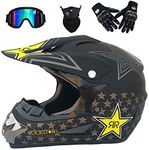 Full Face Motorcycle Helmet, adult Motocross Motorcycle Helmet MX ATV Scooter, with Goggles Gloves Mask,ECE Certification (XL)