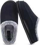KuaiLu Mens Slippers with Orthopedic Arch Support Suede Faux Fur Fluff Plush Wool-like Warm House Shoes Comfortable Slip-on Bedroom Indoor Outdoor Clogs Slippers for Man, Size Black 12