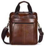 BAIGIO Genuine Leather Shoulder Bag for Men - Spacious Messenger Bag Cross Body Casual Daypack Small Briefcase for Hiking Travel Everyday Use Brown