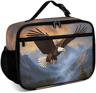 Muishi Bald Eagle Reusable Lunch Box Insulated Lunch Bag Cooler Bag Lunchbox Meal Food Container Tote Bag for Women Kids Girls Boy School Camping Hiking Picnic Beach Travel