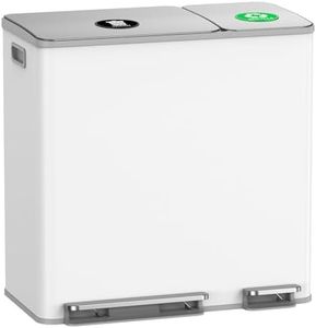 Lovewind Dual Trash and Recycling Bins for Kitchen, 13+6 Gallon Stainless Steel Garbage and Recycle Bin Combo for Large Families, Dual Trash Can with Soft Close Lid & Magnetic Stickers, White