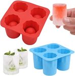 Keepaty 2pcs Ice Cube Trays Silicone 4 Giant Ice Cube Maker Cup Shape Ice Cube Mold Summer Bar Party Beer Ice Drink Whishy Tool Accessories （Red+Blue