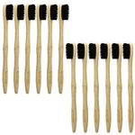 ECO365 Adult Bamboo Manual Toothbrush With Charcoal Infused Bristles (Pack Of 12)|Soft Bristle Wooden Brush For Better Oral Health,Whitening,&Plaque Prevention|Natural Biodegradable Bamboo Toothbrush