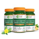 Pure Nutrition Kidney Detox Supplement 180 Veg Capsules (60 x 3) Punarnava, Gokhru, Turmeric, Rosehip (Vitamin C) Extracts, Natural Diuretic, Prevents Kidney Stones & UTI, Dissolves Early Stage Stones