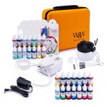 Watson & Webb Complete Airbrush Cake Decorating Kit – Includes 25 Matt & Lustre Colours, 3 Cleaning Solutions, Stencils & Carry Case – Professional Cake Airbrush Kit for Cakes, Cookies & Baking