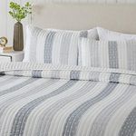 Great Bay Home 3-Piece Full/Queen Reversible Lightweight Quilt Comforter with 2 Shams | All-Season, Modern, Striped Bedspreads | Summer Grey Coverlet Sets | Adele Quilts Collection