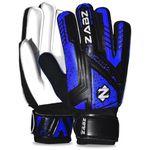 ZABZ Goalkeeper Gloves Non-slip Latex Material Soccer Goalie Football Goalkeeping Gloves Wrist Protection For Kids Youth and Adults (Blue, Size 5 - Suitable for 9-12 Years)